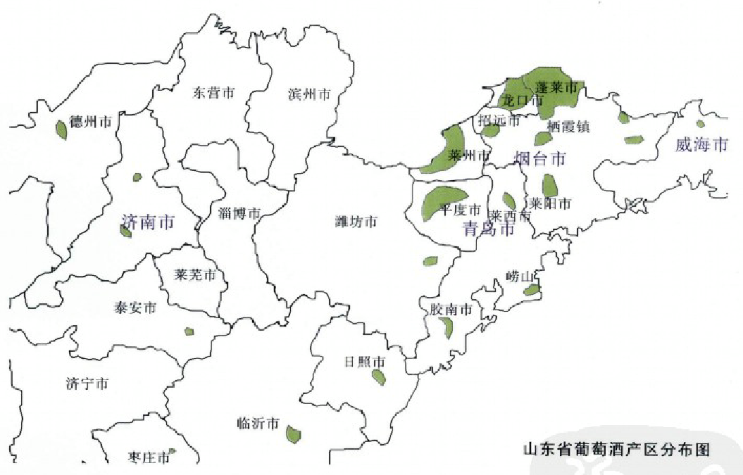 山东省葡萄酒产区分布图 山东省葡萄酒产区分布图